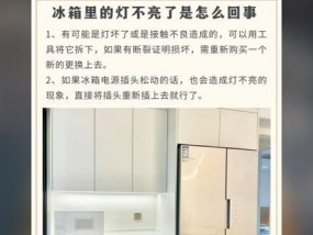 西门子冰箱灯不亮的原因及解决方法（探究西门子冰箱灯不亮的几个可能原因和解决方法）