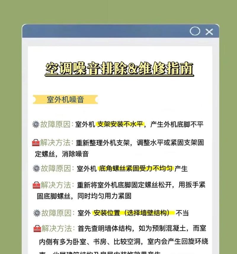 解决卡莎帝空调主机噪音大的问题（原因分析及噪音减少方法）  第2张